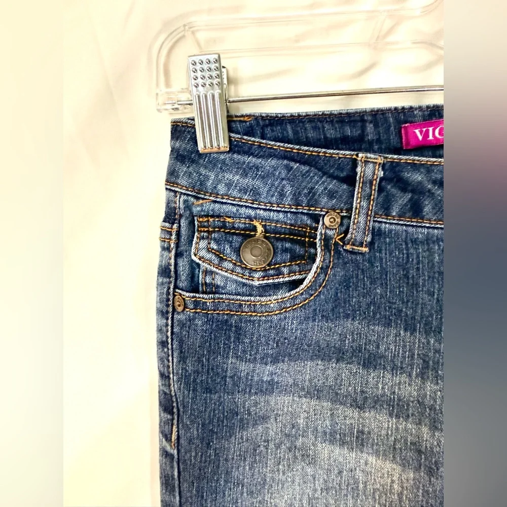 Vigoss Mid Rise Skinny Jeans With Back Flap Pockets With Orange Embroidery - Picture 5 of 14